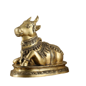 Brass Nandi Statue | 16.5" x 20" x 9" | 19.50 kg | Vintage Antique Tone | Traditional Hindu Temple Bull Sculpture | Sacred Art | Jaipurio